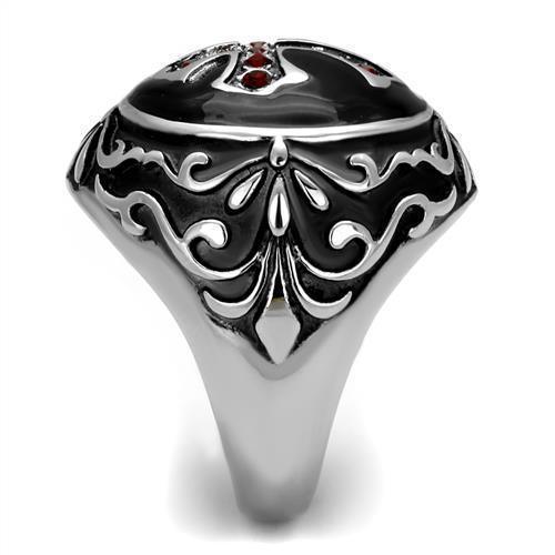 Anillo Color Plata Para Hombres de Acero Inoxidable con Crus y Rubies - Jewelry Store by Erik Rayo