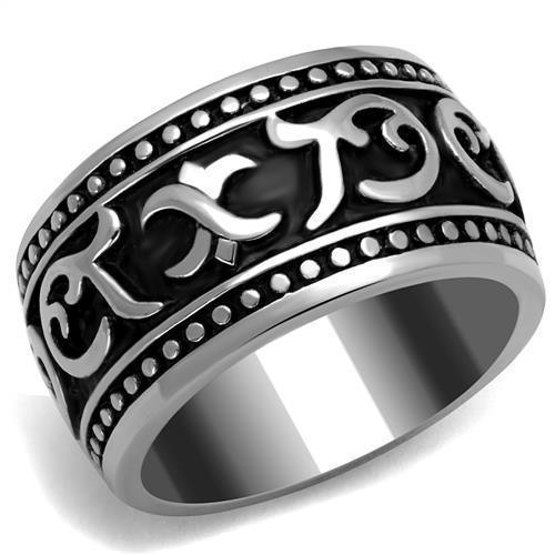 Anillo Color Plata Para Hombres de Acero Inoxidable con Patrones de Poder - Jewelry Store by Erik Rayo