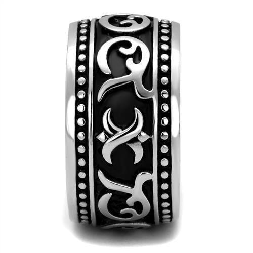 Anillo Color Plata Para Hombres de Acero Inoxidable con Patrones de Poder - Jewelry Store by Erik Rayo