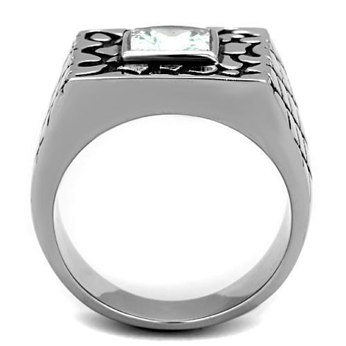 Anillo Color Plata Para Hombres de Acero Inoxidable Corte Princesa con Patrones - Jewelry Store by Erik Rayo