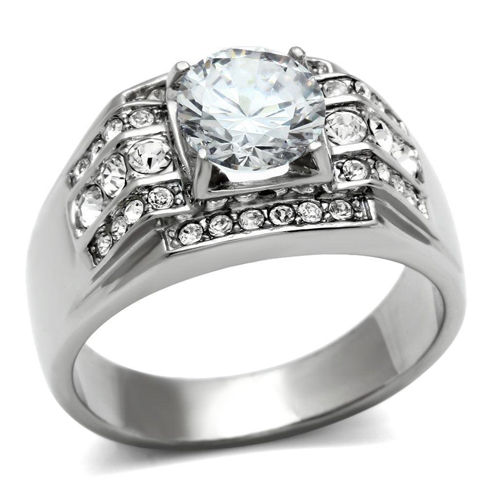 Anillo Color Plata Para Hombres de Acero Inoxidable Cortes Redondos en Lineas - Jewelry Store by Erik Rayo