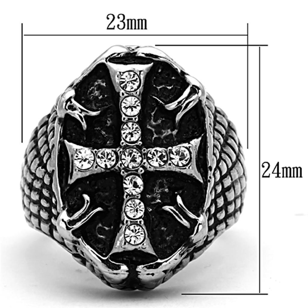 Anillo Color Plata Para Hombres de Acero Inoxidable Cruz Antigua - Jewelry Store by Erik Rayo
