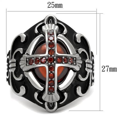 Anillo Color Plata Para Hombres de Acero Inoxidable Cruz con Ruby - Jewelry Store by Erik Rayo