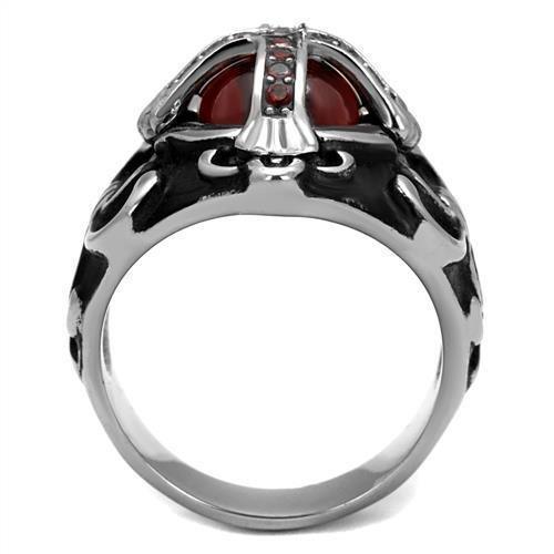 Anillo Color Plata Para Hombres de Acero Inoxidable Cruz con Ruby - Jewelry Store by Erik Rayo