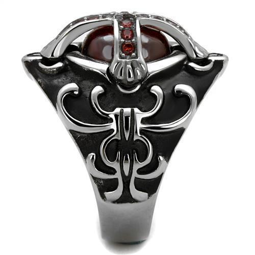 Anillo Color Plata Para Hombres de Acero Inoxidable Cruz con Ruby - Jewelry Store by Erik Rayo