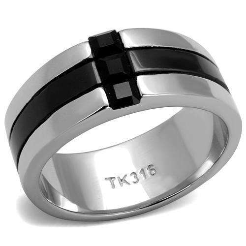 Anillo Color Plata Para Hombres de Acero Inoxidable Cruz en Onyx - Jewelry Store by Erik Rayo