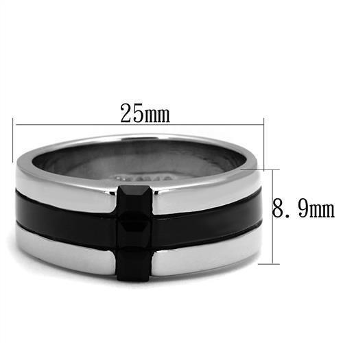 Anillo Color Plata Para Hombres de Acero Inoxidable Cruz en Onyx - Jewelry Store by Erik Rayo