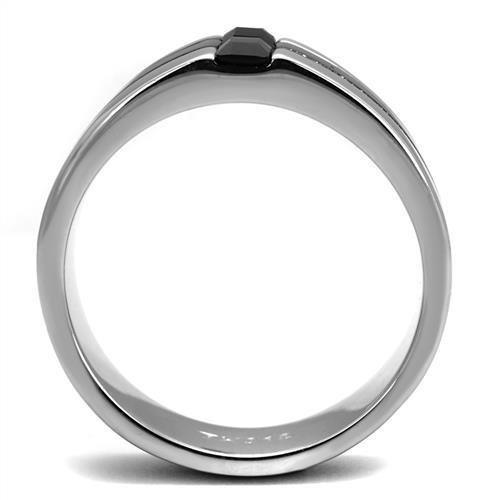 Anillo Color Plata Para Hombres de Acero Inoxidable Cruz en Onyx - Jewelry Store by Erik Rayo
