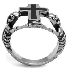 Load image into Gallery viewer, Anillo Color Plata Para Hombres y Ninos de Acero Inoxidable Cruz Sostenida por Esqueletos - Jewelry Store by Erik Rayo
