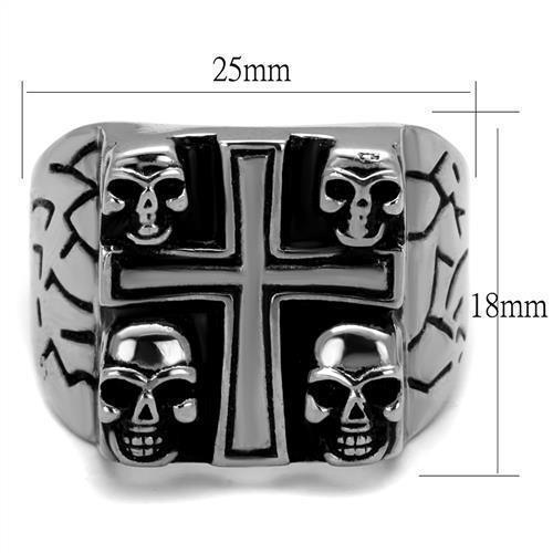 Anillo Color Plata Para Hombres de Acero Inoxidable Cruz y Calaveras - Jewelry Store by Erik Rayo