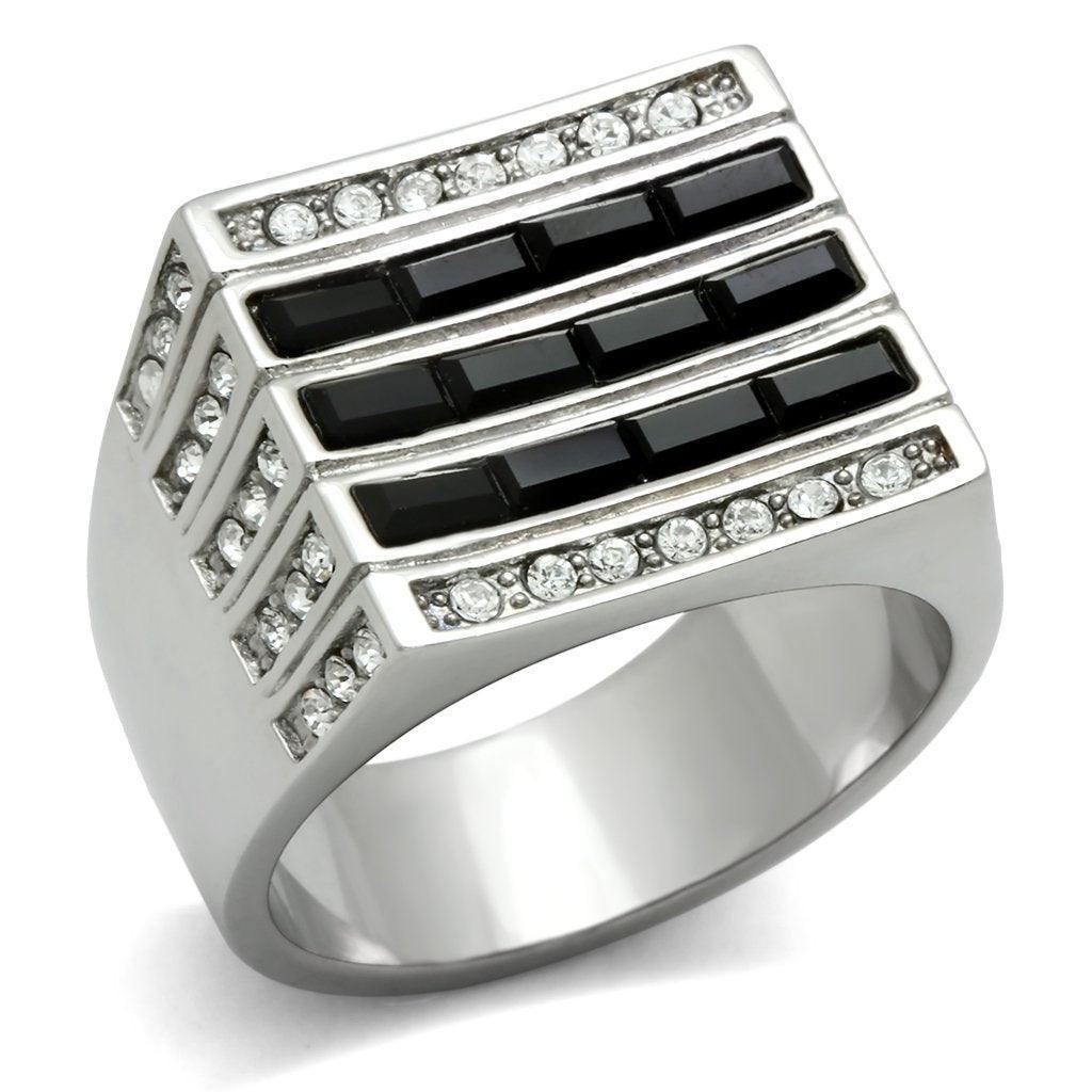 Anillo Color Plata Para Hombres de Acero Inoxidable Cuadrado en Curva - Jewelry Store by Erik Rayo