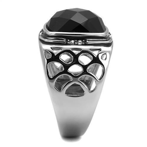 Anillo Color Plata Para Hombres de Acero Inoxidable Cuandrado Redondo Corte Diamante - Jewelry Store by Erik Rayo