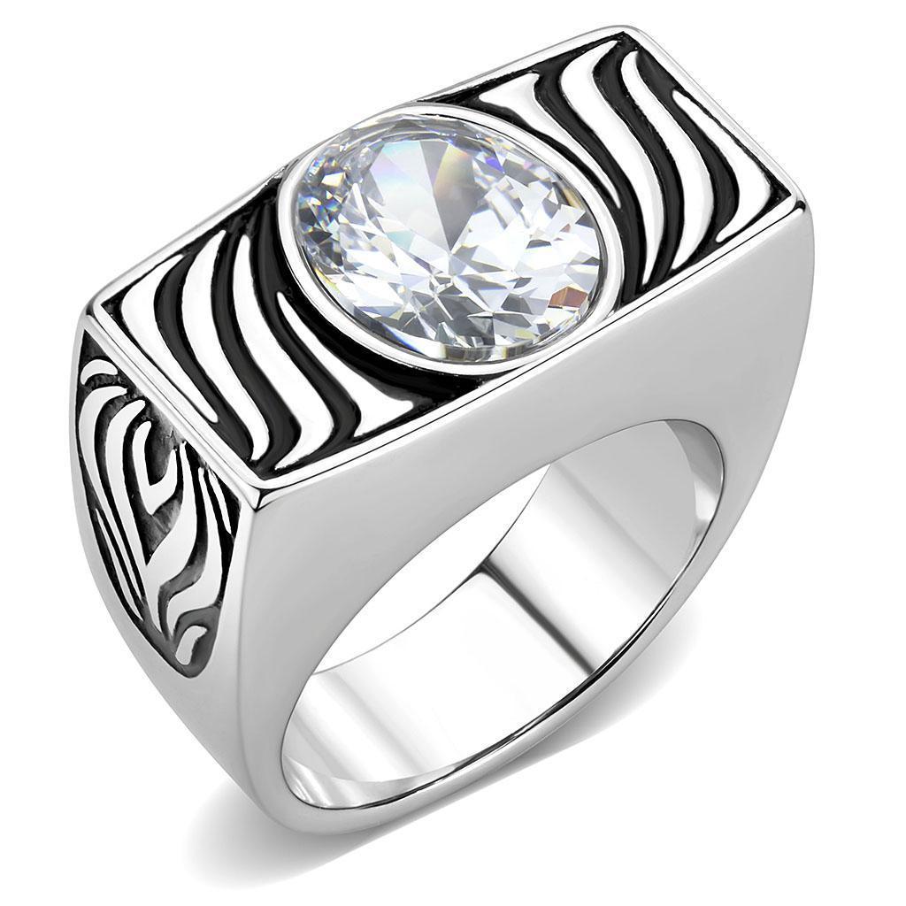 Anillo Color Plata Para Hombres de Acero Inoxidable Curvas en Zebra - Jewelry Store by Erik Rayo