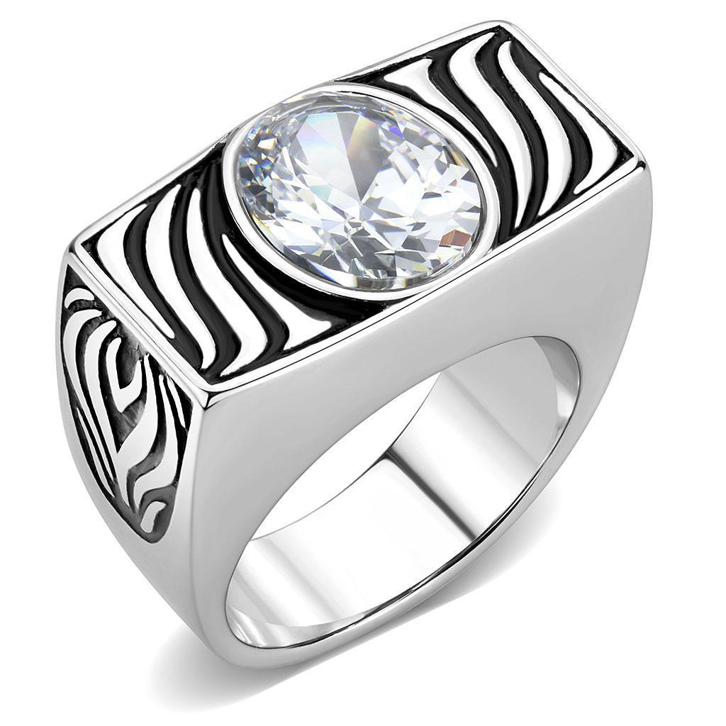 Anillo Color Plata Para Hombres y Ninos de Acero Inoxidable Curvas en Zebra - Jewelry Store by Erik Rayo