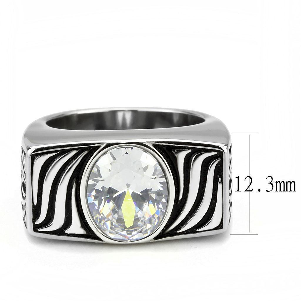 Anillo Color Plata Para Hombres de Acero Inoxidable Curvas en Zebra - Jewelry Store by Erik Rayo