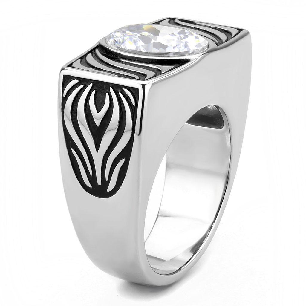 Anillo Color Plata Para Hombres de Acero Inoxidable Curvas en Zebra - Jewelry Store by Erik Rayo