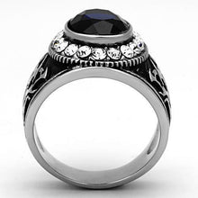 Load image into Gallery viewer, Anillo Color Plata Para Hombres y Ninos de Acero Inoxidable de Rey Con Piedra Azul Royal - Jewelry Store by Erik Rayo
