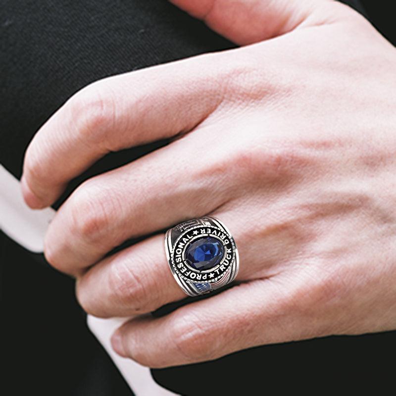 Anillo Color Plata Para Hombres de Acero Inoxidable de Troquero - Jewelry Store by Erik Rayo
