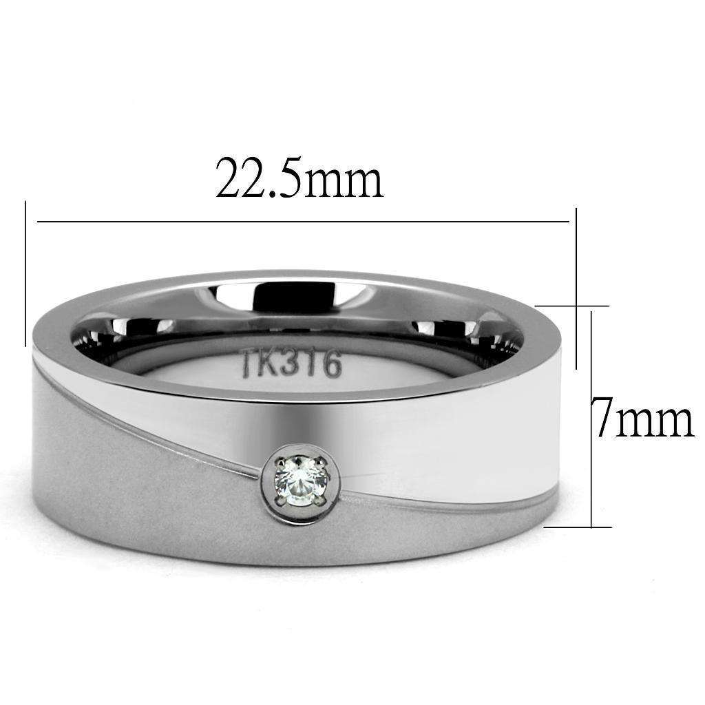 Anillo Color Plata Para Hombres de Acero Inoxidable Diamante con Diagonal - Jewelry Store by Erik Rayo