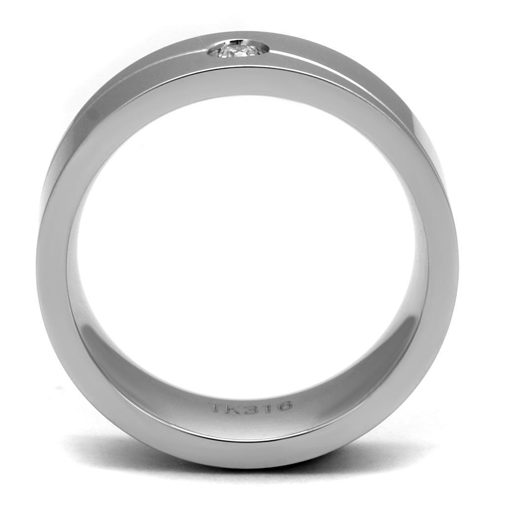 Anillo Color Plata Para Hombres de Acero Inoxidable Diamante con Diagonal - Jewelry Store by Erik Rayo
