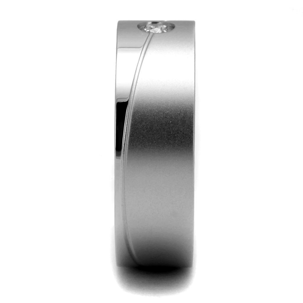 Anillo Color Plata Para Hombres de Acero Inoxidable Diamante con Diagonal - Jewelry Store by Erik Rayo