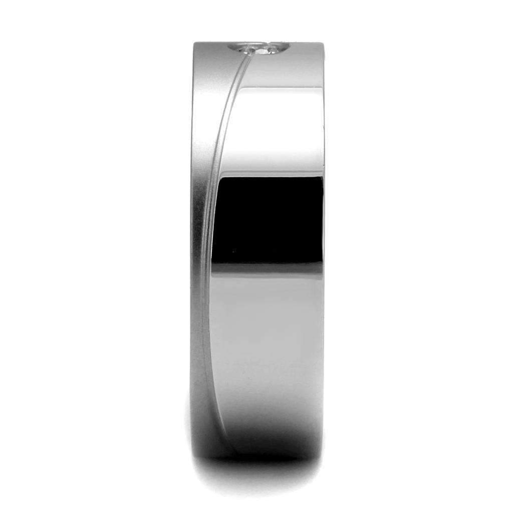Anillo Color Plata Para Hombres de Acero Inoxidable Diamante con Diagonal - Jewelry Store by Erik Rayo