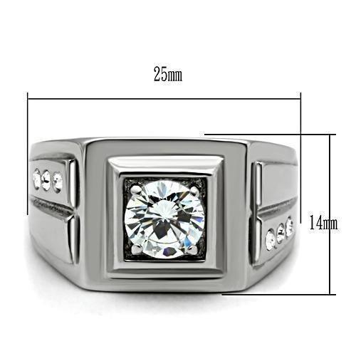 Anillo Color Plata Para Hombres de Acero Inoxidable Diamante con Lienas Opuestas - Jewelry Store by Erik Rayo