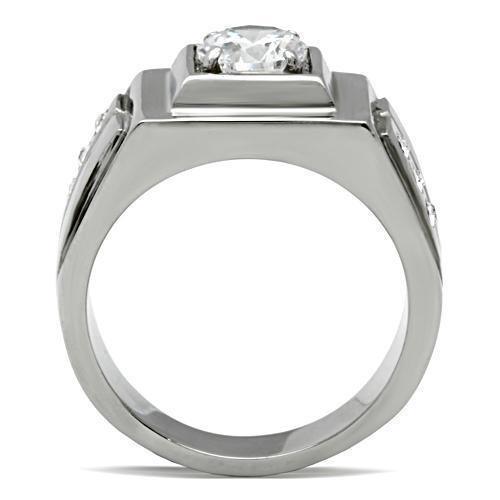 Anillo Color Plata Para Hombres de Acero Inoxidable Diamante con Lienas Opuestas - Jewelry Store by Erik Rayo