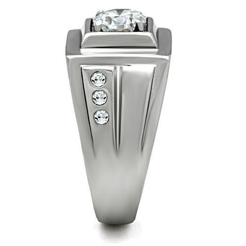 Anillo Color Plata Para Hombres de Acero Inoxidable Diamante con Lienas Opuestas - Jewelry Store by Erik Rayo