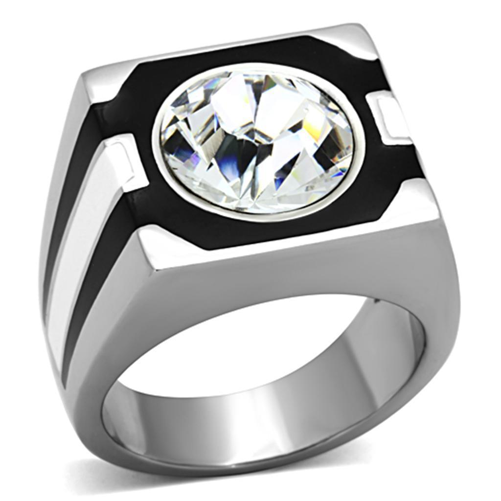 Anillo Color Plata Para Hombres de Acero Inoxidable Diamante de Poder - Jewelry Store by Erik Rayo