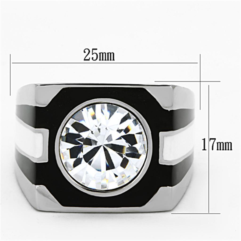 Anillo Color Plata Para Hombres de Acero Inoxidable Diamante de Poder - Jewelry Store by Erik Rayo