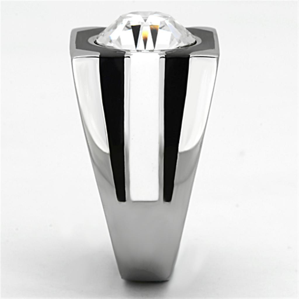 Anillo Color Plata Para Hombres de Acero Inoxidable Diamante de Poder - Jewelry Store by Erik Rayo