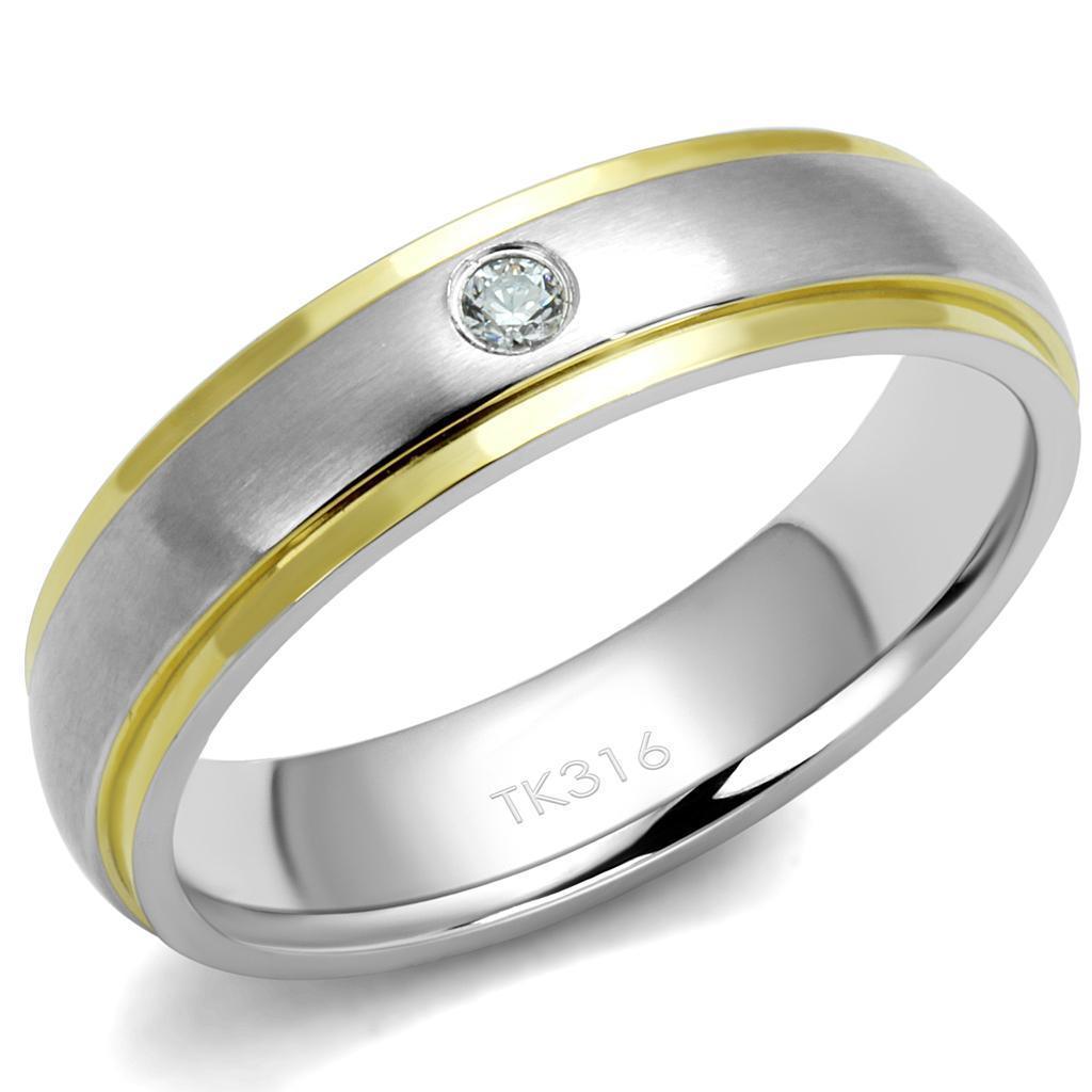 Anillo Color Plata Para Hombres de Acero Inoxidable Diamante en Dos Tonos - Jewelry Store by Erik Rayo