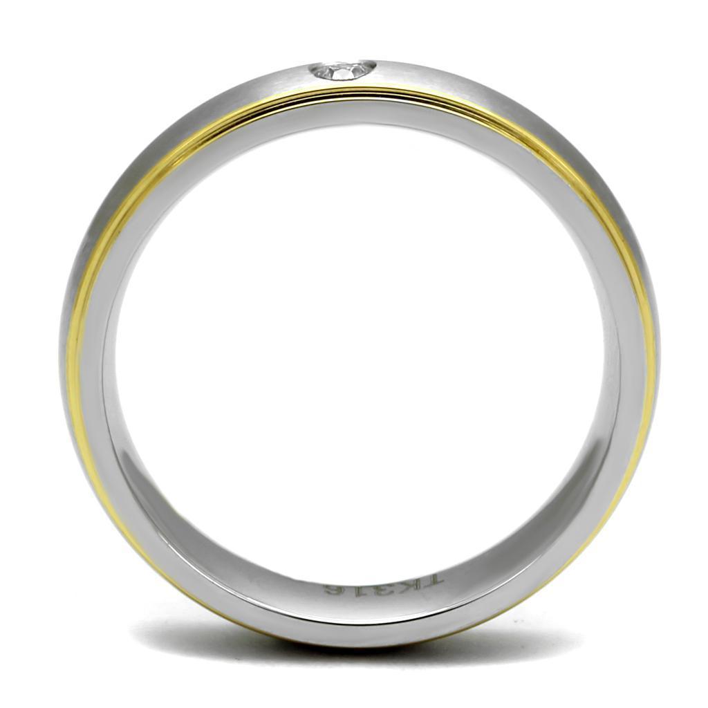 Anillo Color Plata Para Hombres de Acero Inoxidable Diamante en Dos Tonos - Jewelry Store by Erik Rayo
