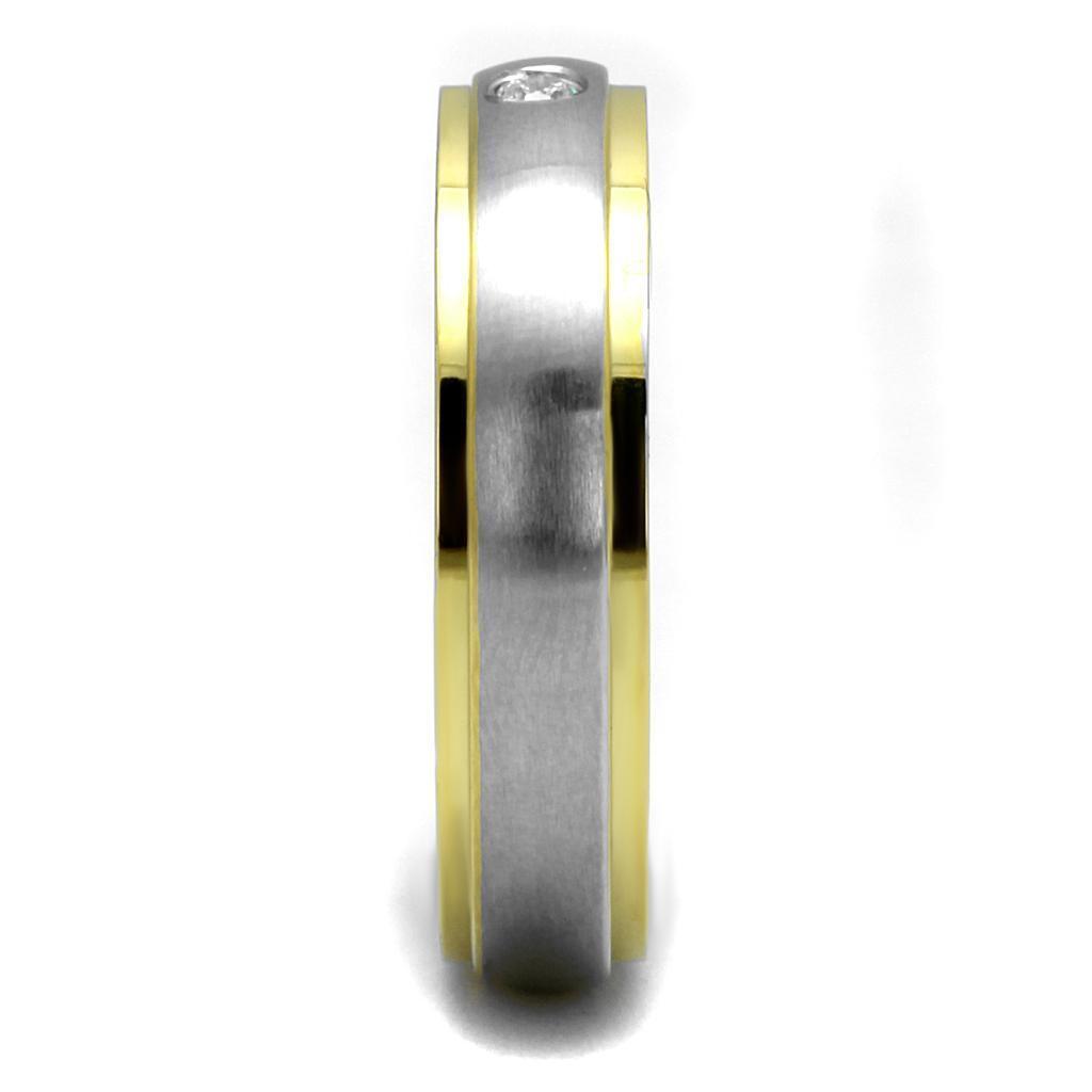 Anillo Color Plata Para Hombres de Acero Inoxidable Diamante en Dos Tonos - Jewelry Store by Erik Rayo