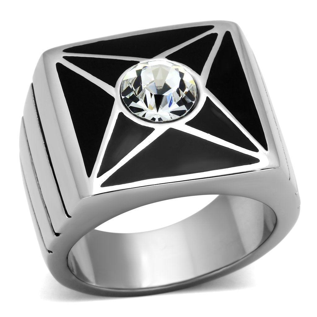 Anillo Color Plata Para Hombres de Acero Inoxidable Diamante en Estrella - Jewelry Store by Erik Rayo