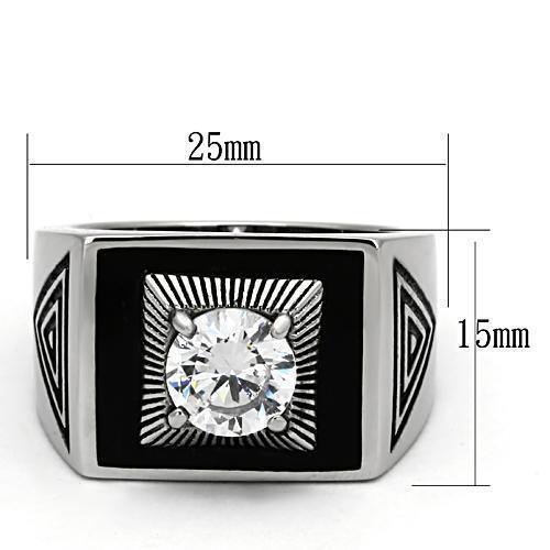 Anillo Color Plata Para Hombres de Acero Inoxidable Diamante en Piramide - Jewelry Store by Erik Rayo