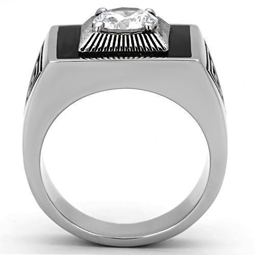 Anillo Color Plata Para Hombres de Acero Inoxidable Diamante en Piramide - Jewelry Store by Erik Rayo