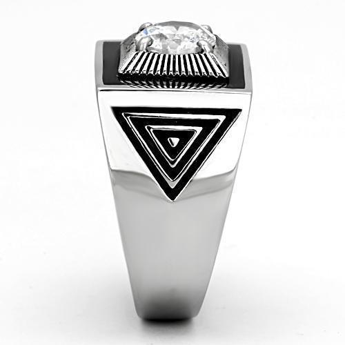 Anillo Color Plata Para Hombres de Acero Inoxidable Diamante en Piramide - Jewelry Store by Erik Rayo