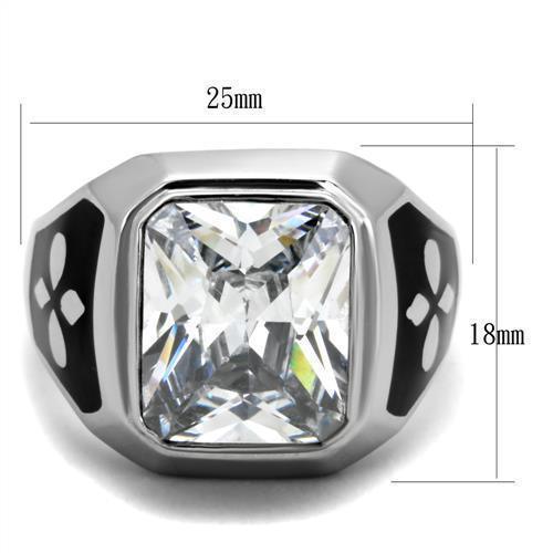Anillo Color Plata Para Hombres de Acero Inoxidable Diamante Grande Rectangular - Jewelry Store by Erik Rayo