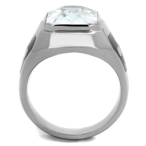 Anillo Color Plata Para Hombres de Acero Inoxidable Diamante Grande Rectangular - Jewelry Store by Erik Rayo