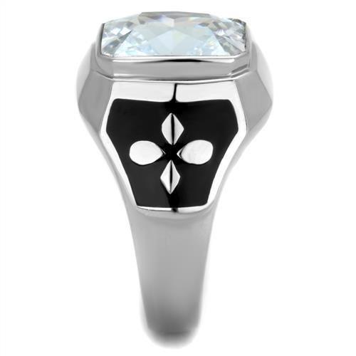 Anillo Color Plata Para Hombres de Acero Inoxidable Diamante Grande Rectangular - Jewelry Store by Erik Rayo