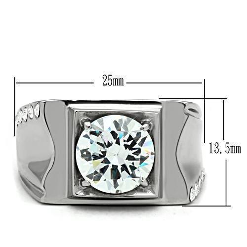 Anillo Color Plata Para Hombres de Acero Inoxidable Diamante Grande Solitario - Jewelry Store by Erik Rayo