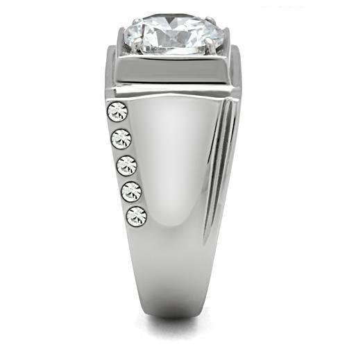 Anillo Color Plata Para Hombres de Acero Inoxidable Diamante Grande Solitario - Jewelry Store by Erik Rayo