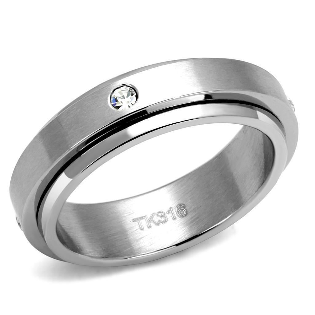 Anillo Color Plata Para Hombres de Acero Inoxidable Diamante Solitario Sencillo - Jewelry Store by Erik Rayo