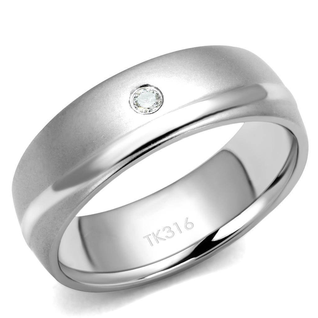 Anillo Color Plata Para Hombres de Acero Inoxidable Diamante Solitario Sencillo - Jewelry Store by Erik Rayo