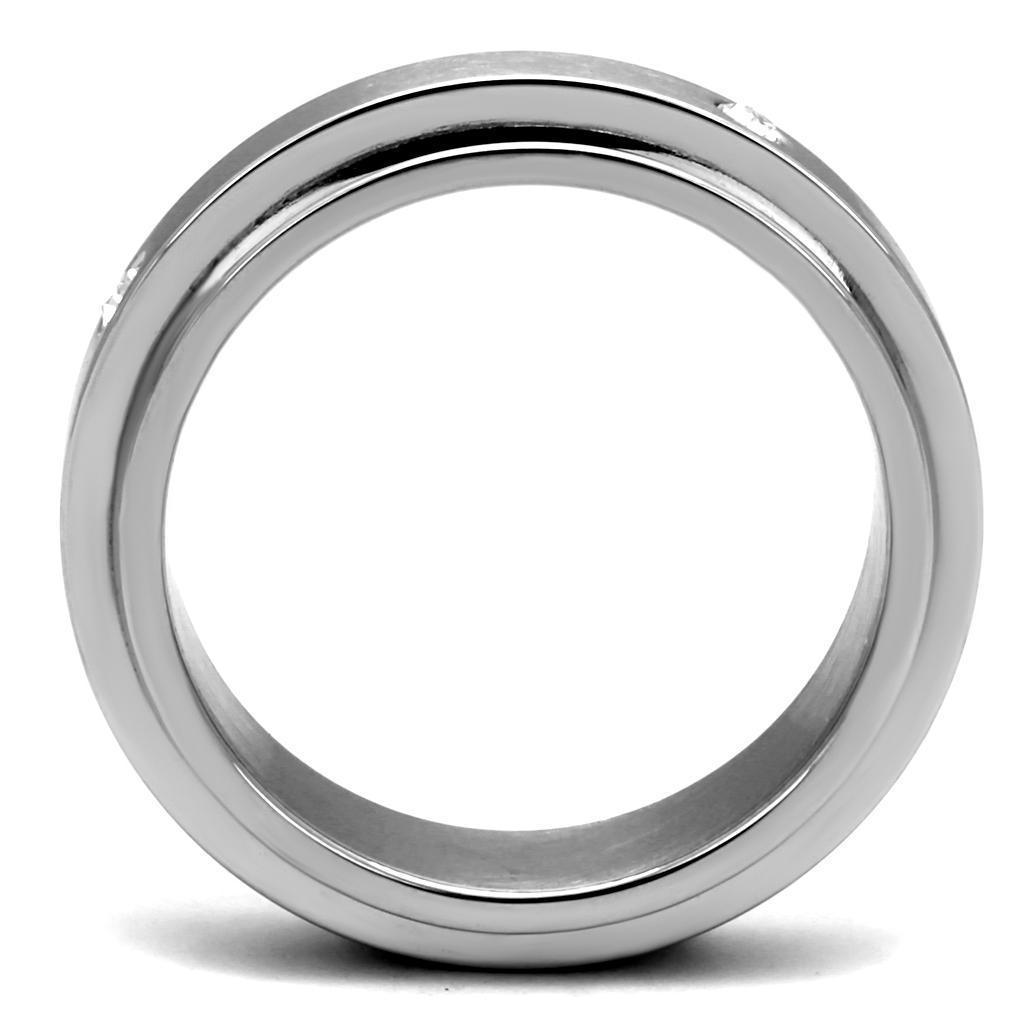Anillo Color Plata Para Hombres de Acero Inoxidable Diamante Solitario Sencillo - Jewelry Store by Erik Rayo