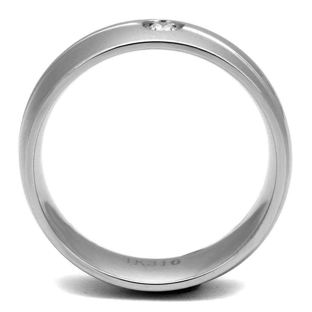 Anillo Color Plata Para Hombres de Acero Inoxidable Diamante Solitario Sencillo - Jewelry Store by Erik Rayo