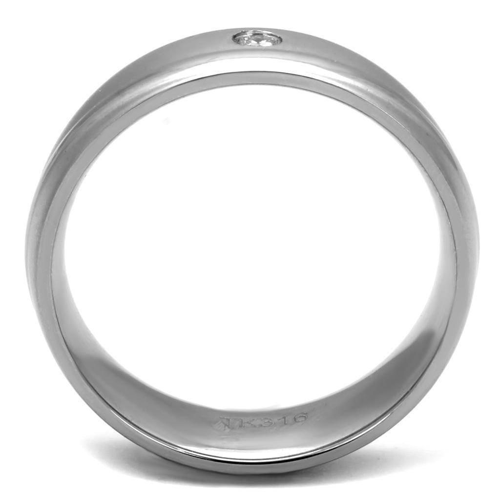 Anillo Color Plata Para Hombres de Acero Inoxidable Diamante Solitario Sencillo - Jewelry Store by Erik Rayo