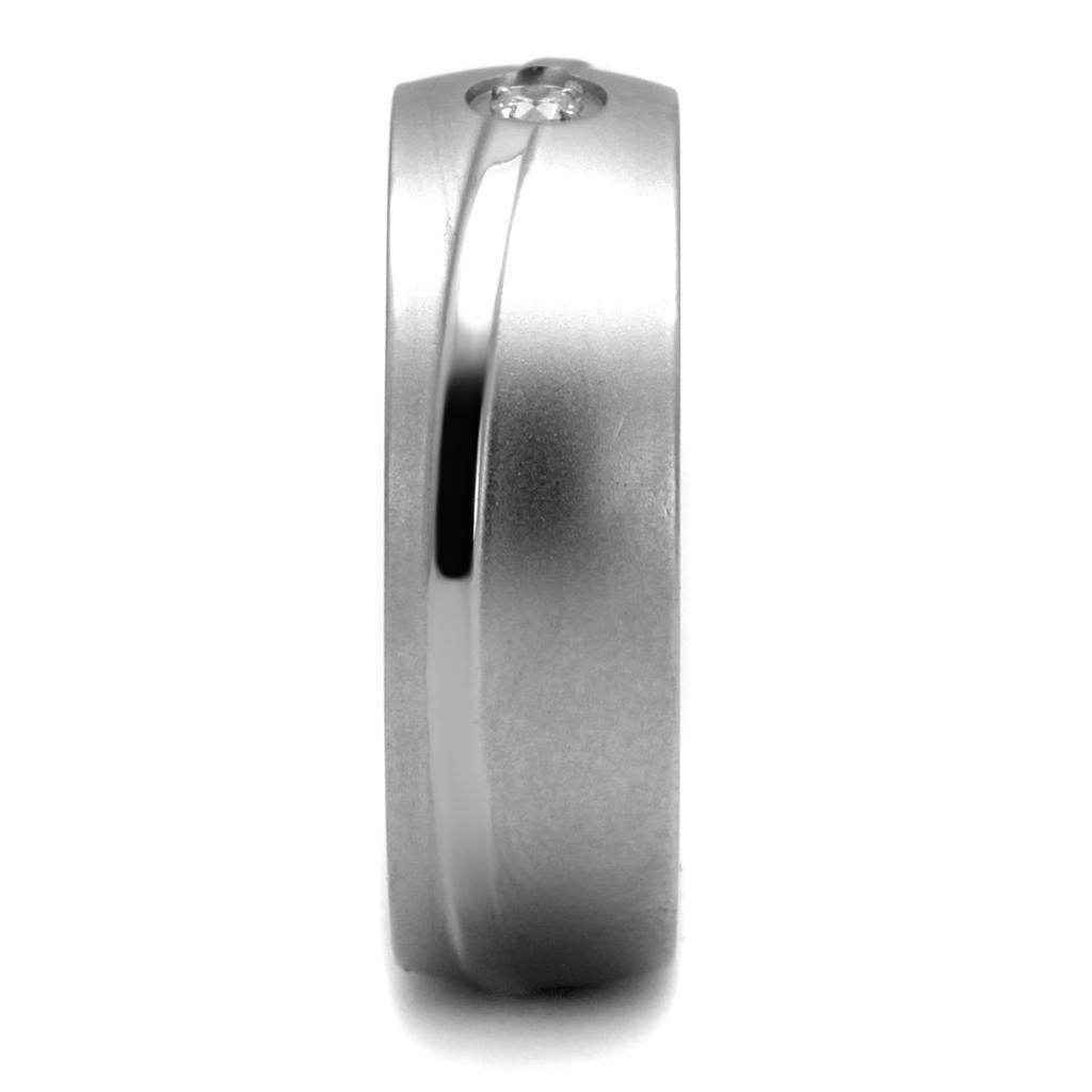 Anillo Color Plata Para Hombres de Acero Inoxidable Diamante Solitario Sencillo - Jewelry Store by Erik Rayo